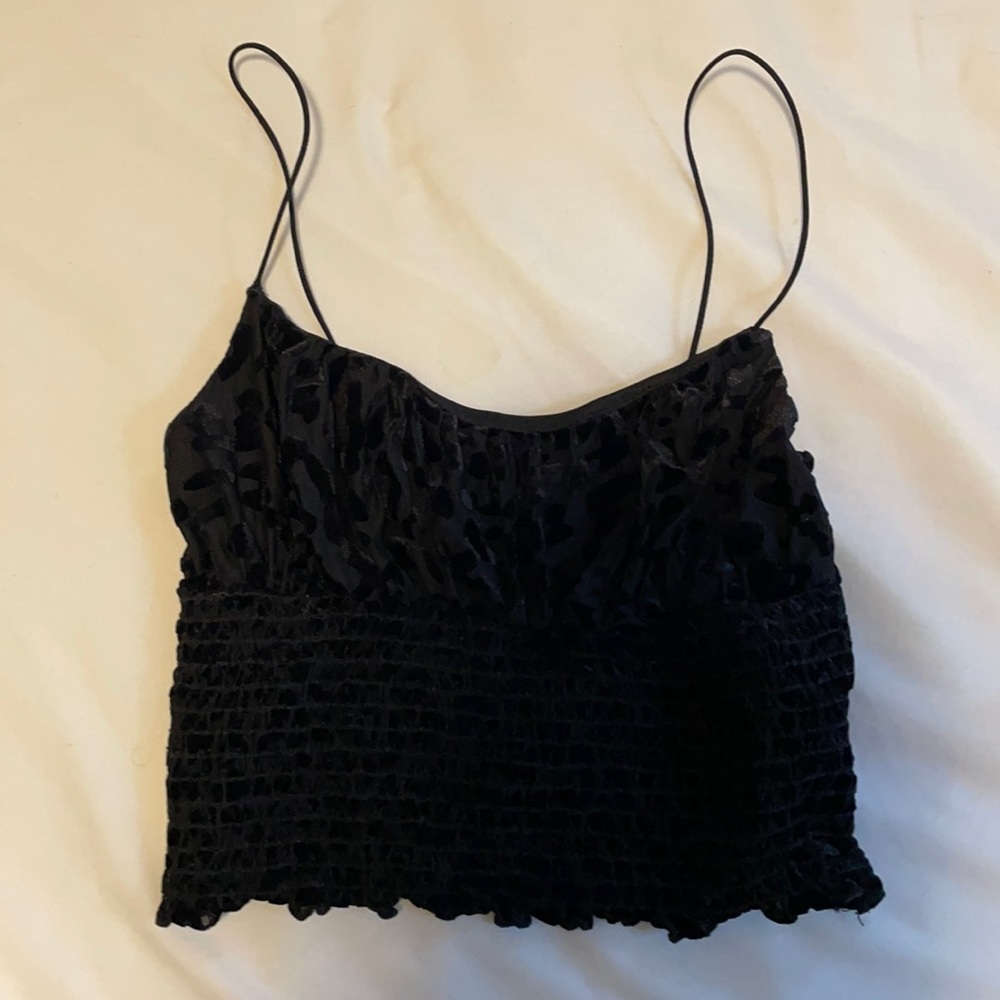 Cropped Urban Outfitters Velour Cheetah Tank Top